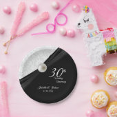 Assiettes En Carton 30e Perle & Black Mariage Anniversaire Design (Fête)