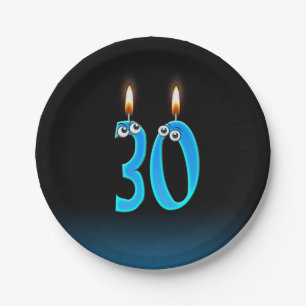 Assiettes En Carton 30ème Anniversaire avec des nombres allumés de