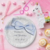 Assiettes En Carton 30ème Damassé d'anniversaire et arc bleus de Faux (Fête)