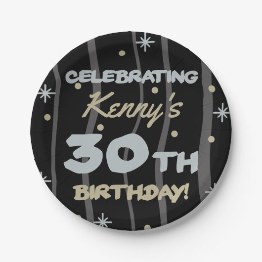 Assiettes En Carton 30th Birthday Party Ajouter votre nom (Devant)