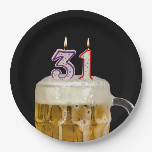 Assiettes En Carton 31e Anniversaire Bière en noir (Devant)