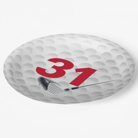 Assiettes En Carton 31e anniversaire Golf Ball Design (Angle)