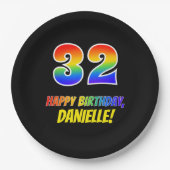 Assiettes En Carton 32e anniversaire : Bold, amusant, simple, arc-en-c (Devant)