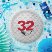 Assiettes En Carton 32e anniversaire Golf Ball Design (Fête)