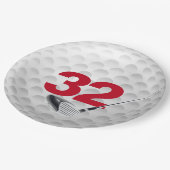 Assiettes En Carton 32e anniversaire Golf Ball Design (Angle)