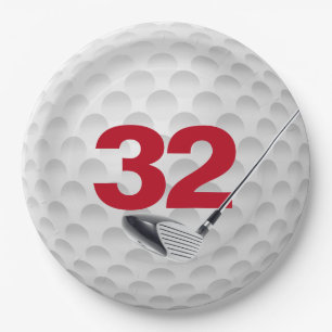 Assiettes En Carton 32e anniversaire Golf Ball Design
