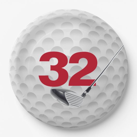 Assiettes En Carton 32e anniversaire Golf Ball Design (Devant)