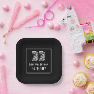Assiettes En Carton 33e anniversaire — Art Déco Inspiré Look "33" + No