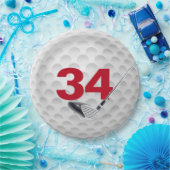 Assiettes En Carton 34e anniversaire Golf Ball Design (Fête)
