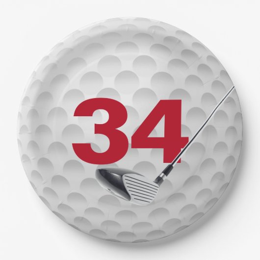 Assiettes En Carton 34e anniversaire Golf Ball Design (Devant)