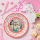 Assiettes En Carton 35 Votre photo Numéro Aléatoire Motif Coral/Blanc (Fête)