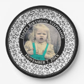 Assiettes En Carton 35 Votre photo Numéro Aléatoire Motif Noir/Blanc (Devant)