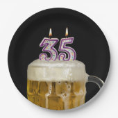 Assiettes En Carton 35e Anniversaire Bière en noir (Devant)