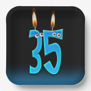 Assiettes En Carton 35e anniversaire bougies avec boules d'yeux