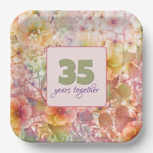 Assiettes En Carton 35e anniversaire Cosmos Floral Design (Recto)