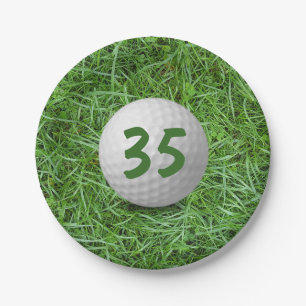 Assiettes En Carton 35e anniversaire Golf Ball on Grass Papier Plaque