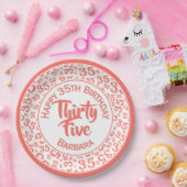 Assiettes En Carton 35e anniversaire Numéro de fête Motif Coral/Blanc (Fête)