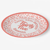 Assiettes En Carton 35e anniversaire Numéro de fête Motif Coral/Blanc (Angle)