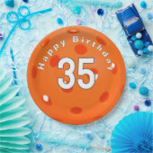 Assiettes En Carton 35e anniversaire Orange Pickleball (Fête)