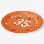 Assiettes En Carton 35e anniversaire Orange Pickleball (Angle)