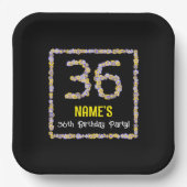 Assiettes En Carton 36e anniversaire : Floral Flowers Numéro, Nom pers (Recto)