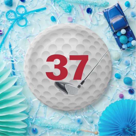 Assiettes En Carton 37e anniversaire Golf Ball Design Plaque en papier (Fête)