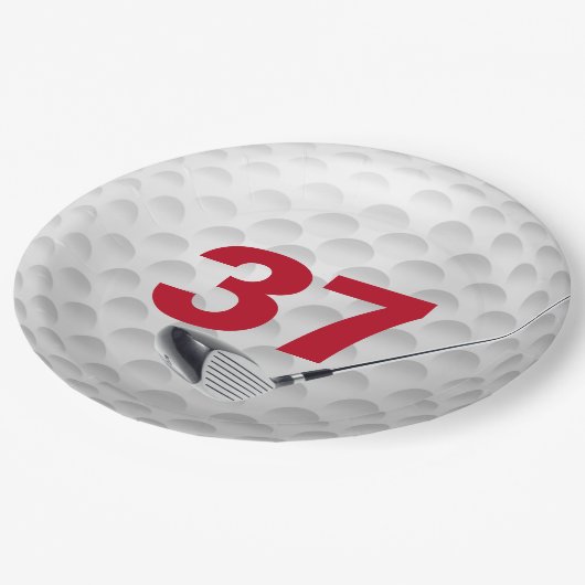 Assiettes En Carton 37e anniversaire Golf Ball Design Plaque en papier (Angle)