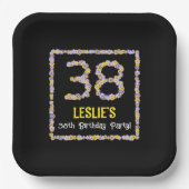 Assiettes En Carton 38e anniversaire : Floral Flowers Numéro, Nom pers (Recto)