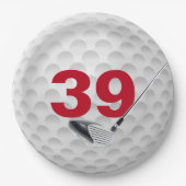 Assiettes En Carton 39e anniversaire Golf Ball Design Plaque en papier (Devant)