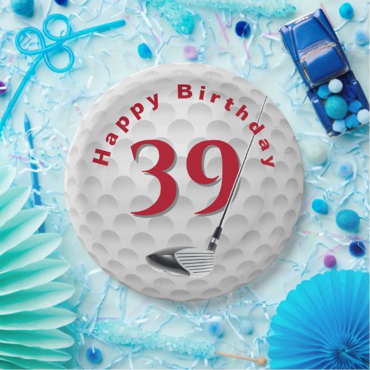Assiettes En Carton 39e anniversaire Golf Ball Design Plaque en papier (Fête)