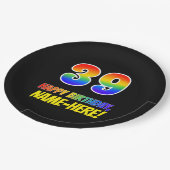 Assiettes En Carton 39e anniversaire : Gras, amusant, simple, arc en c (Angle)