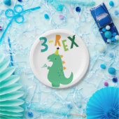 Assiettes En Carton 3-Rex Dinosaur 3e Fête d'anniversaire Plaques (Fête)