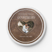 Assiettes En Carton 3e anniversaire du Mariage Coeur en cuir (Devant)
