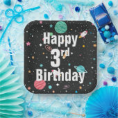 Assiettes En Carton 3e anniversaire Rocket Ships et Planètes (Fête)