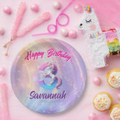 Assiettes En Carton 3e anniversaire Unicorn Pastel Ombre Whimsical Par (Fête)