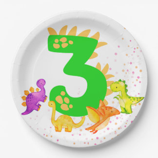 Assiettes En Carton 3rd Birthday. Dinosaur Design. My third birthday. 