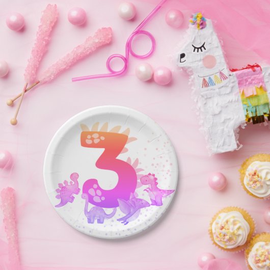 Assiettes En Carton 3rd Birthday. Dinosaur Design. My third birthday.  (Fête)
