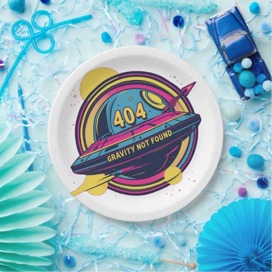 Assiettes En Carton 404 Gravité introuvable - Art Spop Rétro (Fête)