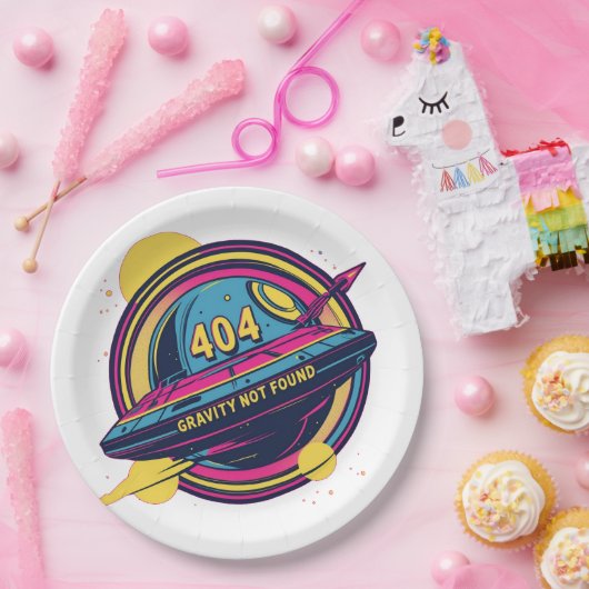 Assiettes En Carton 404 Gravité introuvable - Art Spop Rétro (Fête)