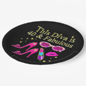 ASSIETTES EN CARTON 40 ANS ET UN DIVA FABULEUX (Angle)