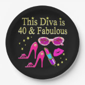 ASSIETTES EN CARTON 40 ANS ET UN DIVA FABULEUX (Devant)