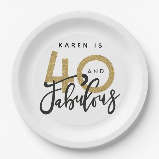 Assiettes En Carton 40 et fabuleuse fête d'anniversaire (Devant)