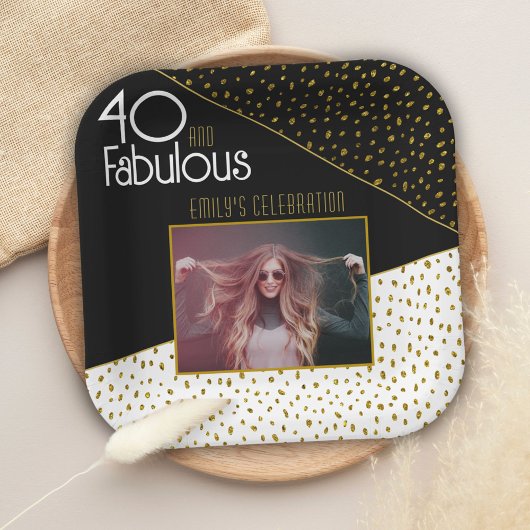 Assiettes En Carton 40 et fabuleuse Parties scintillant d'or Photo 40e