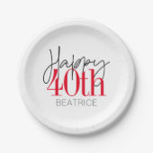 Assiettes En Carton 40 et fabuleux 40e anniversaire Script (Devant)