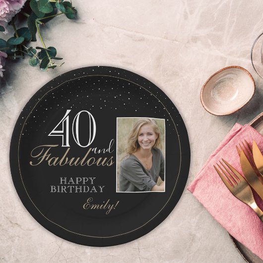 Assiettes En Carton 40 et fabuleux Elegant Black 40th Birthday Photo