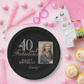 Assiettes En Carton 40 et fabuleux Elegant Black 40th Birthday Photo (Fête)