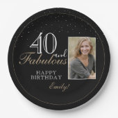 Assiettes En Carton 40 et fabuleux Elegant Black 40th Birthday Photo (Devant)