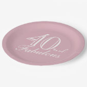 Assiettes En Carton 40 et fabuleux Pink élégant Script 40e anniversair (Angle)