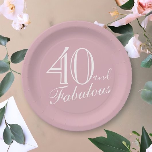 Assiettes En Carton 40 et fabuleux Pink élégant Script 40e anniversair