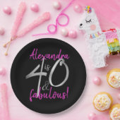 Assiettes En Carton 40 et fabuleux rose et noir Personnalisé (Fête)